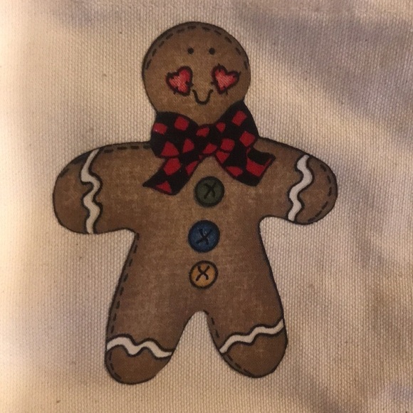 Vintage set if 3 ginger bread cookie Christmas tree ornaments & one canvas bag - Picture 15 of 16